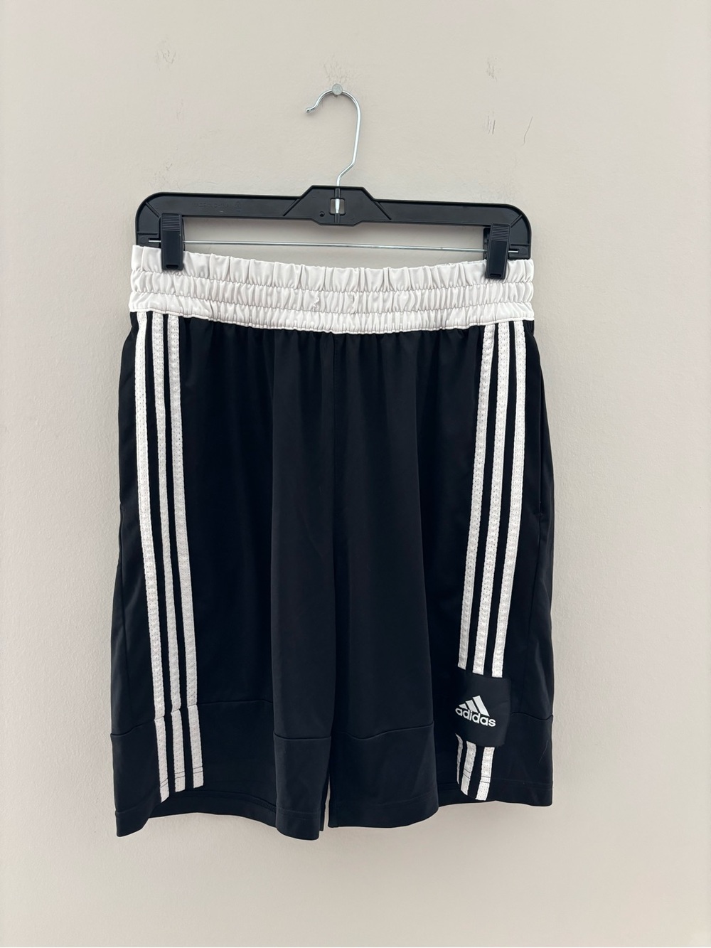 adidas Black Basketball Shorts White 3 Stripe Athletic Shorts Men's M/L